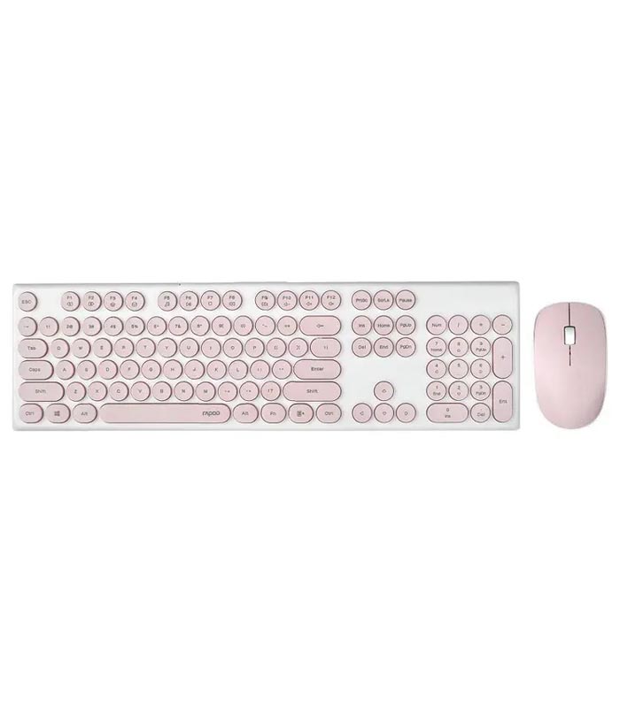 image1 Rapoo Retro Style Wireless Keyboard and Mouse Combo - Pink