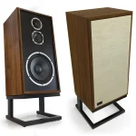 KLH AUDIO - Model Five 10" Acoustic Suspension Floorstanding Speaker (EACH) - English Walnut with Stonewash Linen Grille