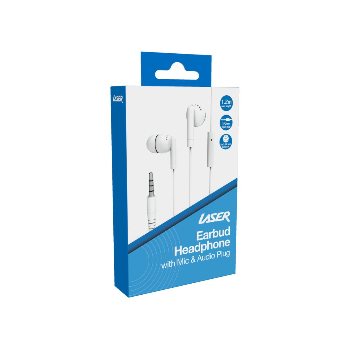 Laser Earbud Headphones with Mic in Elegant White - Image 3