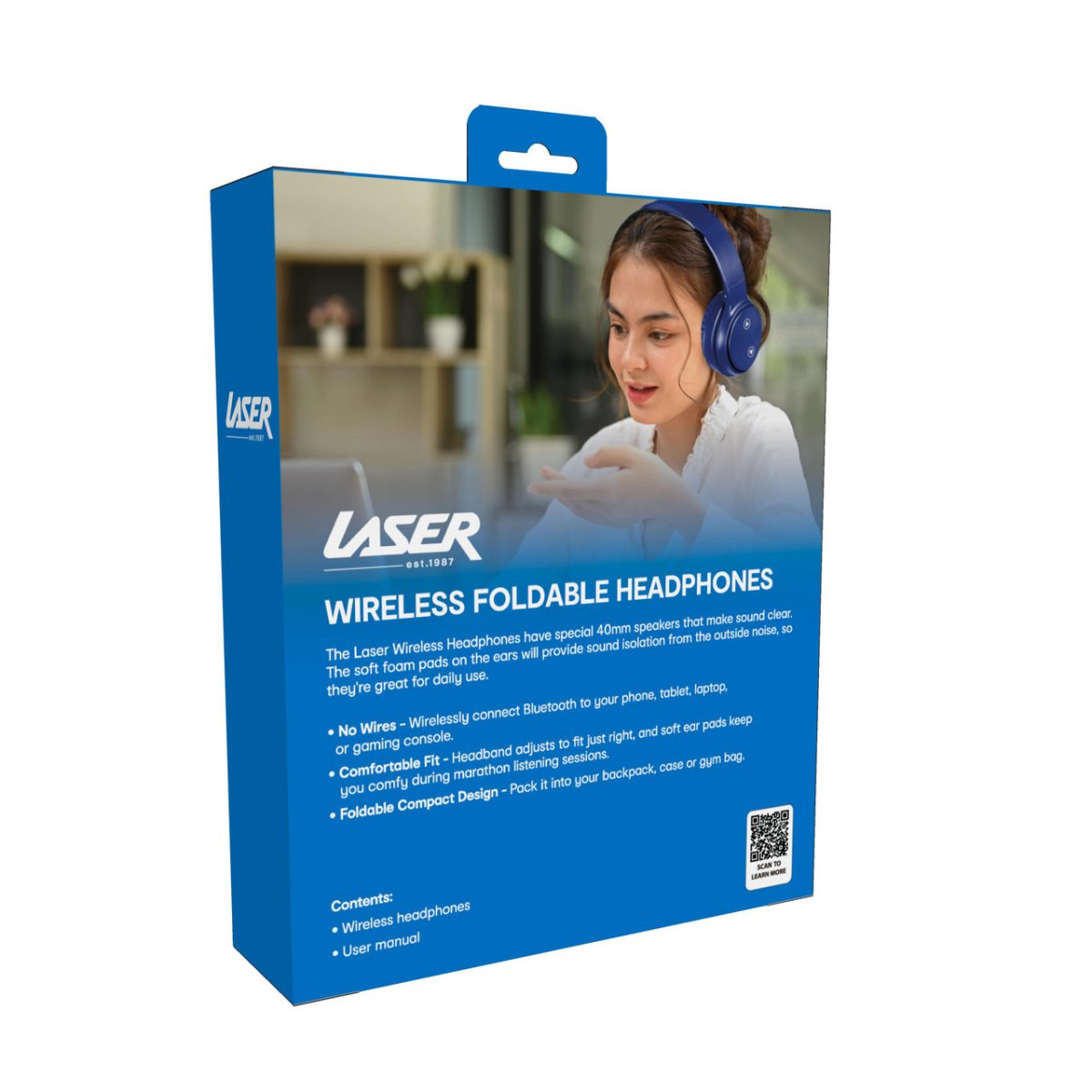 Laser Foldable Bluetooth Headphones Navy - Image 3