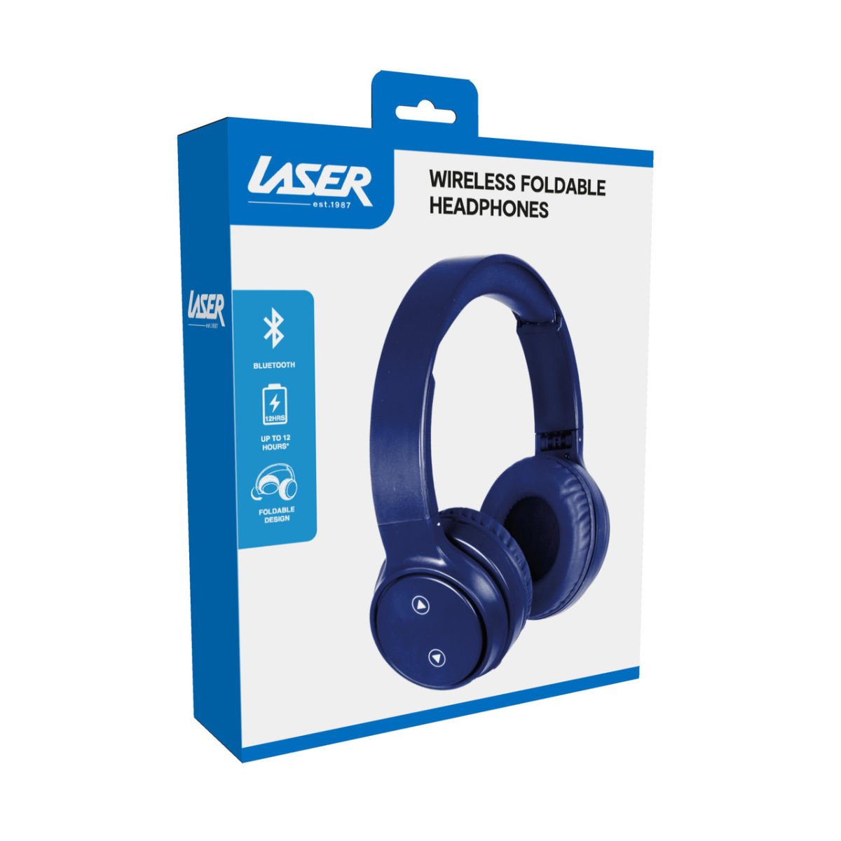 Laser Foldable Bluetooth Headphones Navy - Image 4
